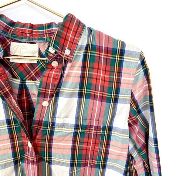 J Crew Classic- Fit Washed Cotton Poplin Snowy Stewart Tartan Button Up Shirt 0 - Picture 3 of 8
